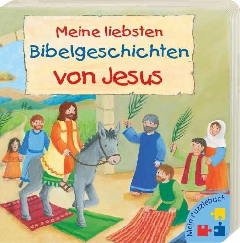 Buchcover und Innenansicht für das Buch: Mein Puzzlebuch: Meine liebsten Bibelgeschichten von Jesus