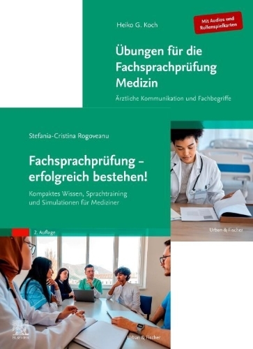 Buchcover und Innenansicht für das Buch: Fachsprachprüfung Lehrbuch und Arbeitsbuch Set