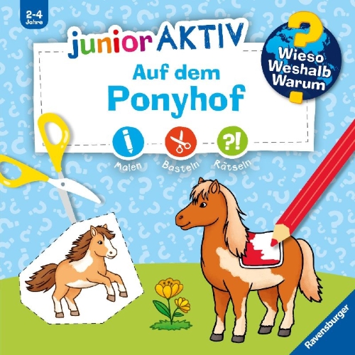 Buchcover und Innenansicht für das Buch: Wieso? Weshalb? Warum? junior AKTIV - Auf dem Ponyhof