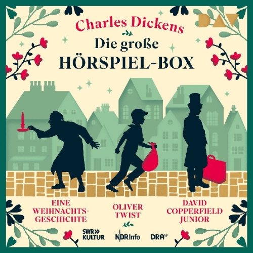 Buchcover und Innenansicht für das Buch: Die große Hörspiel-Box - Eine Weihnachtsgeschichte, Oliver Twist, David Copperfield Junior