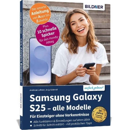 Buchcover und Innenansicht für das Buch: Samsung Galaxy S25 - alle Modelle - Für Einsteiger ohne Vorkenntnisse