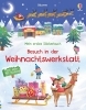 Buchcover und Innenansicht für das Buch: Mein erstes Stickerbuch: Besuch in der Weihnachtswerkstatt