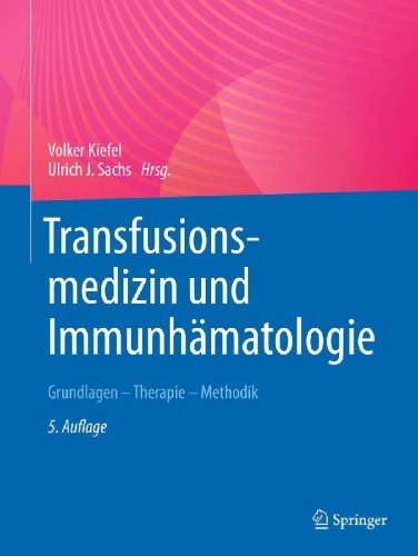 Buchcover und Innenansicht für das Buch: Transfusionsmedizin und Immunhämatologie