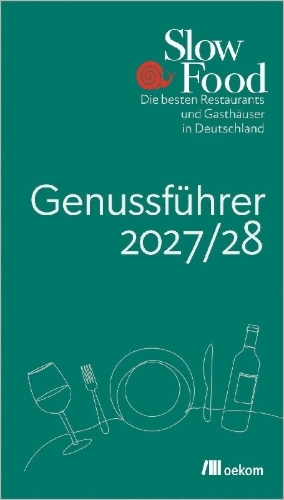 Buchcover und Innenansicht für das Buch: Slow Food Genussführer 2027/28