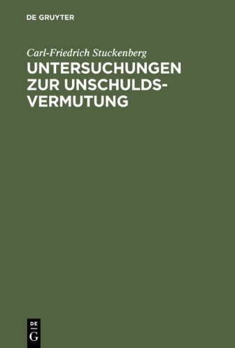 Buchcover und Innenansicht für das Buch: Untersuchungen zur Unschuldsvermutung