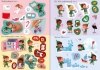 Buchcover und Innenansicht für das Buch: Meine glitzernde Stickerwelt: Wir besuchen den Weihnachtsmann