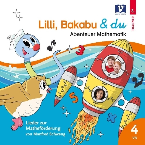 Buchcover und Innenansicht für das Buch: Lilli, Bakabu & du: Abenteuer Mathematik 4
