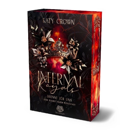 Buchcover und Innenansicht für das Buch: Infernal Royals - Brenne für uns (Dark Reverse Harem Romantasy) Band 1