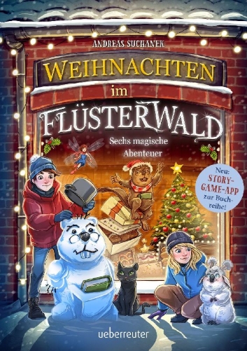 Buchcover und Innenansicht für das Buch: Weihnachten im Flüsterwald - Sechs magische Abenteuer