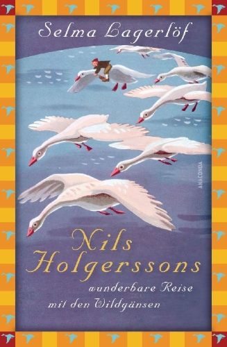 Buchcover und Innenansicht für das Buch: Nils Holgerssons wunderbare Reise mit den Wildgänsen