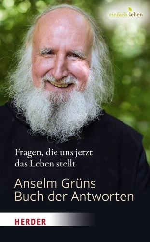 Buchcover und Innenansicht für das Buch: Anselm Grüns Buch der Antworten