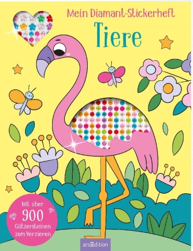 Buchcover und Innenansicht für das Buch: Mein Diamant-Stickerheft - Tiere