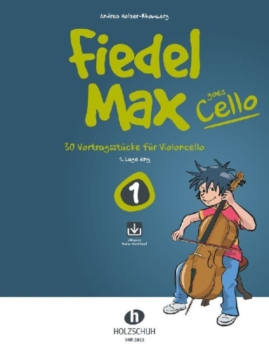 Buchcover und Innenansicht für das Buch: Fiedel-Max goes Cello 1 (mit Online-Code)