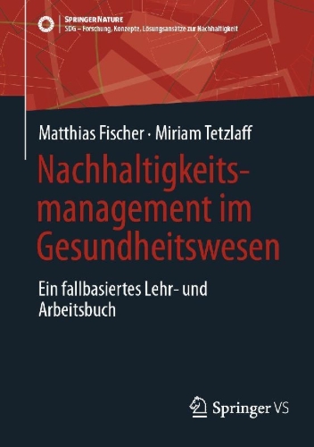 Buchcover und Innenansicht für das Buch: Nachhaltigkeitsmanagement im Gesundheitswesen