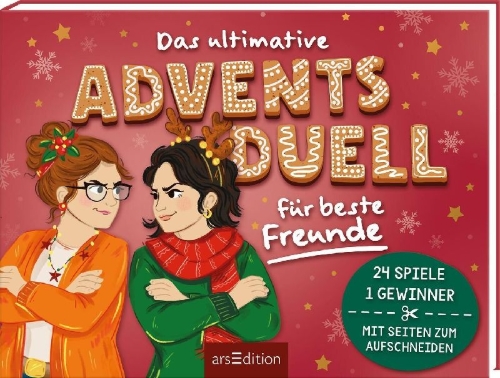 Buchcover und Innenansicht für das Buch: Das ultimative Adventsduell für beste Freunde. 24 Spiele - 1 Gewinner