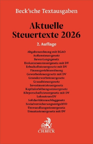 Buchcover und Innenansicht für das Buch: Aktuelle Steuertexte 2026