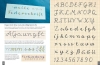 Buchcover und Innenansicht für das Buch: Handlettering. Die 33 schönsten Alphabete mit Rahmen, Ornamenten und Bordüren
