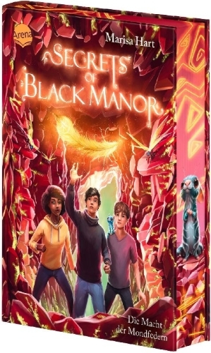 Buchcover und Innenansicht für das Buch: Secrets of Black Manor (2). Die Macht der Mondfedern