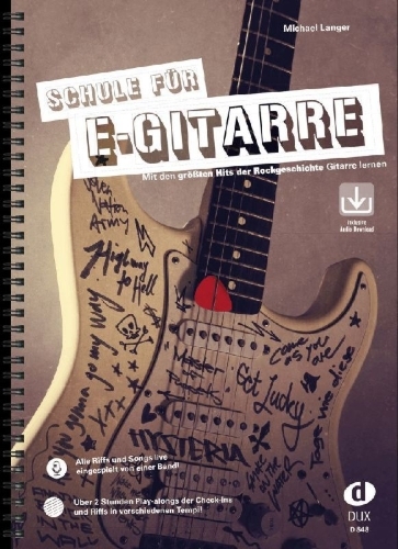 Buchcover und Innenansicht für das Buch: Schule für E-Gitarre