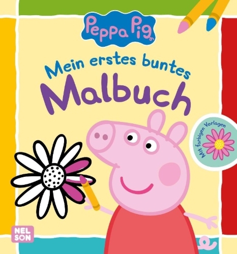Buchcover und Innenansicht für das Buch: Peppa Wutz Ausmalbilder: Mein erstes buntes Malbuch