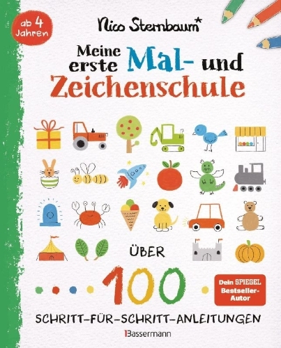 Buchcover und Innenansicht für das Buch: Meine erste Mal- und Zeichenschule. Ab 4 Jahren