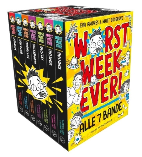 Buchcover und Innenansicht für das Buch: Worst Week Ever im Taschenbuch-Schuber (Bd. 1-7)