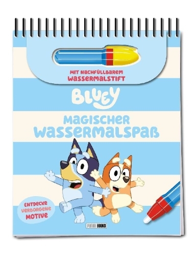Buchcover und Innenansicht für das Buch: Bluey: Magischer Wassermalspaß