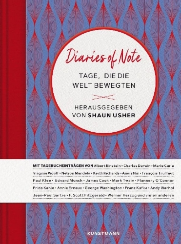 Buchcover und Innenansicht für das Buch: Diaries of Note. 366 lives, one day at a time