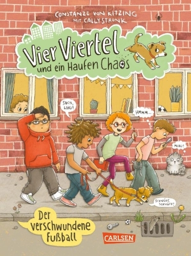 Buchcover und Innenansicht für das Buch: Vier Viertel und ein Haufen Chaos 2: Der verschwundene Fußball