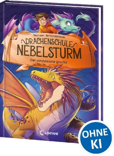 Buchcover und Innenansicht für das Buch: Drachenschule Nebelsturm (Band 5) - Der versteinerte Drache