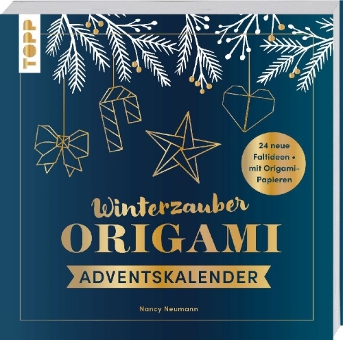 Buchcover und Innenansicht für das Buch: Winterzauber. Origami-Adventskalender.