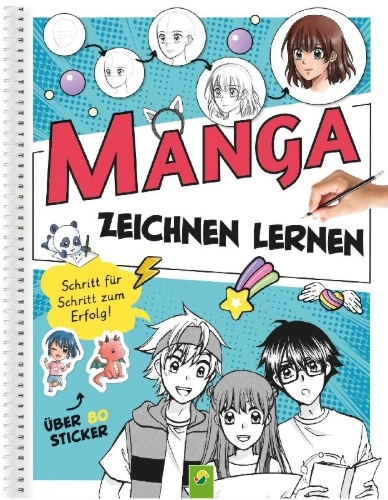 Buchcover und Innenansicht für das Buch: Manga Zeichnen lernen I Schritt-für-Schritt-Anleitung