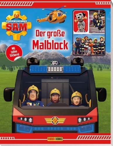 Buchcover und Innenansicht für das Buch: Feuerwehrmann Sam: Der große Malblock