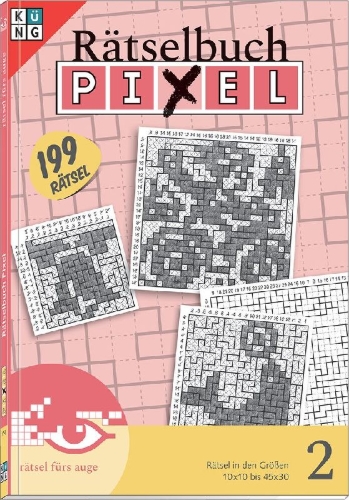 Buchcover und Innenansicht für das Buch: Pixel Rätselbuch 2