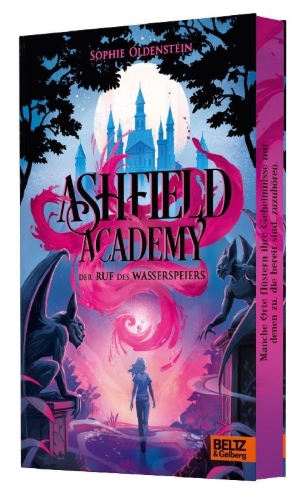 Buchcover und Innenansicht für das Buch: Ashfield Academy - Der Ruf des Wasserspeiers
