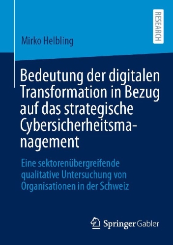 Buchcover und Innenansicht für das Buch: Bedeutung der digitalen Transformation in Bezug auf das strategische Cybersicherheitsmanagement