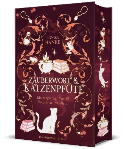 Buchcover und Innenansicht für das Buch: Zauberwort & Katzenpfote - Ein magischer Vorfall kommt selten allein