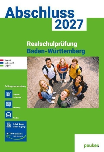Buchcover und Innenansicht für das Buch: Realschule Baden-Württemberg | pauker Aufgabenband 2027