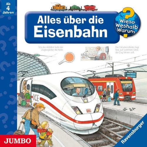Buchcover und Innenansicht für das Buch: Wieso? Weshalb? Warum? Alles über die Eisenbahn