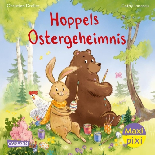 Buchcover und Innenansicht für das Buch: Maxi Pixi 494: Hoppels Ostergeheimnis