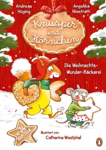 Buchcover und Innenansicht für das Buch: Knusper und Hörnchen - Die Weihnachts-Wunder-Bäckerei