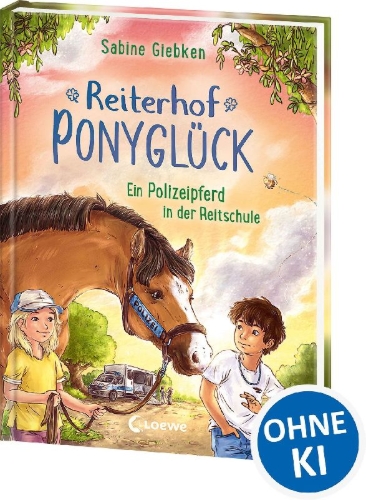 Buchcover und Innenansicht für das Buch: Reiterhof Ponyglück (Band 2) - Ein Polizeipferd in der Reitschule