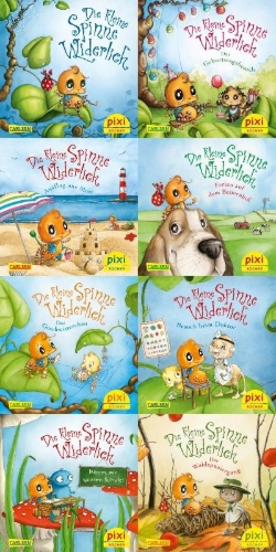Buchcover und Innenansicht für das Buch: Pixi-8er-Set 313: Die kleine Spinne Widerlich (8x1 Exemplar)