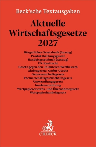 Buchcover und Innenansicht für das Buch: Aktuelle Wirtschaftsgesetze 2027